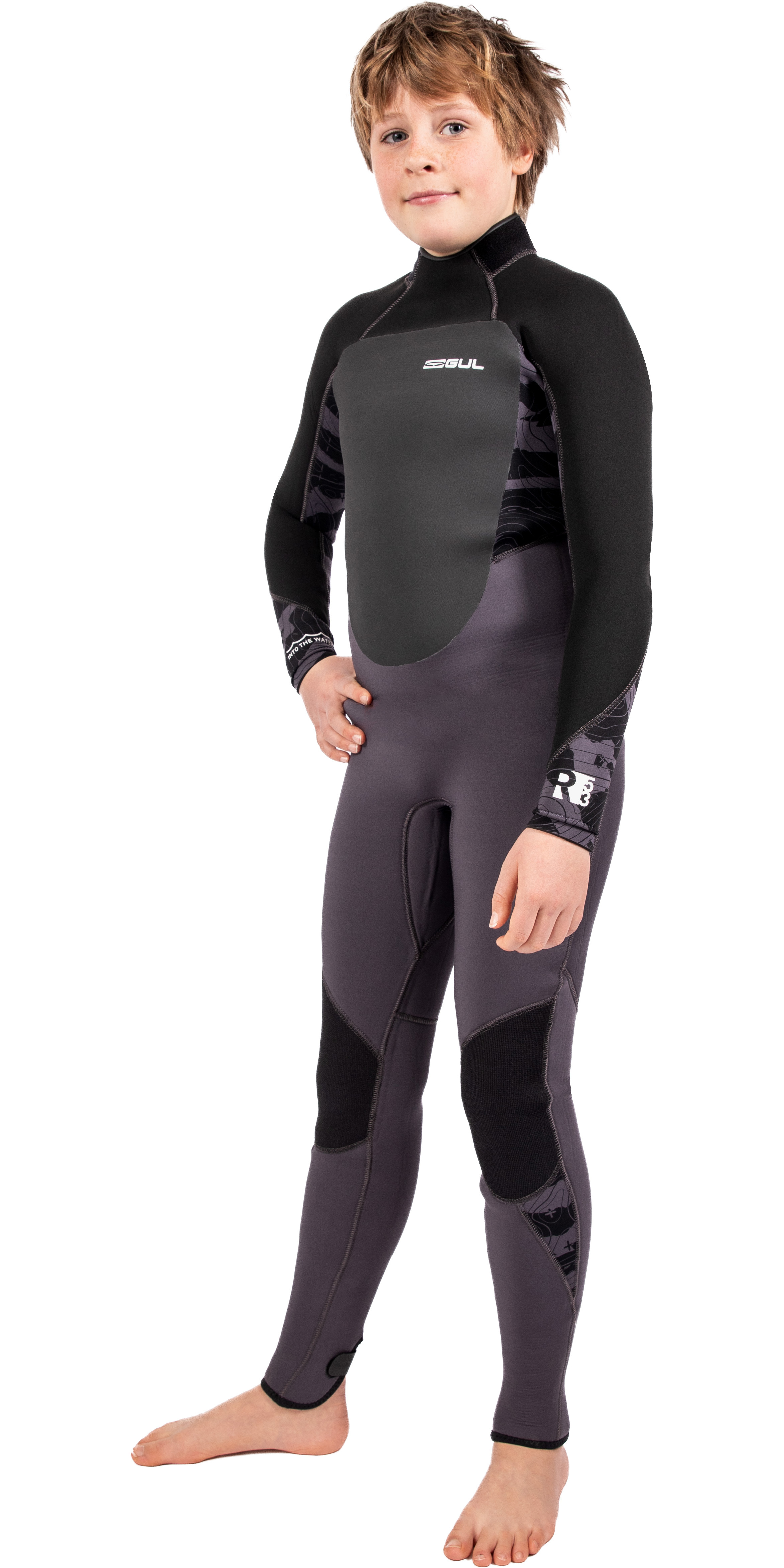 2025 Gul Junior Response 5/3mm Back Zip Wetsuit RE1218-C1 - Charcoal / Contour Camo